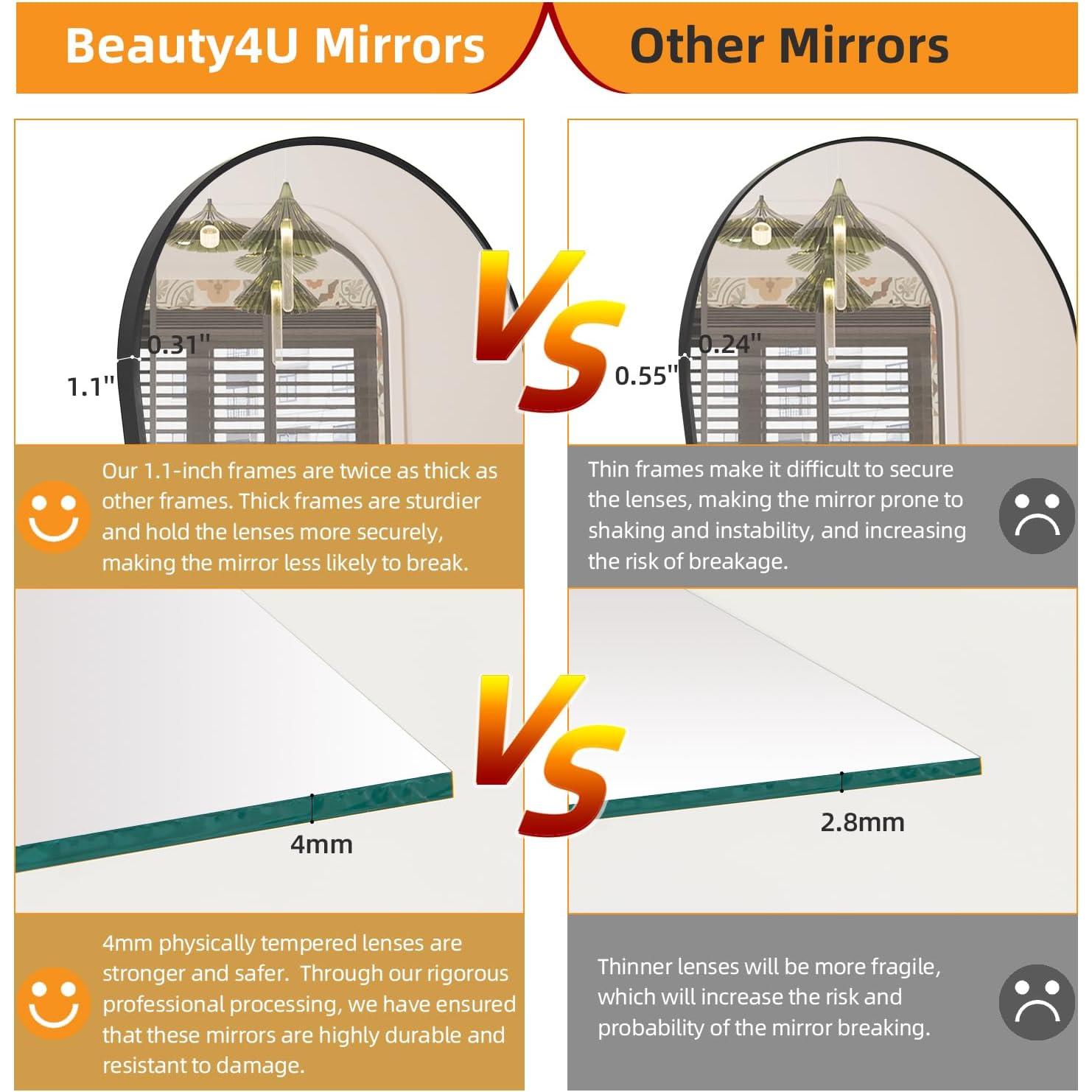 Espejo de Cuerpo Completo Beauty4U 165x61 cm Negro Arco