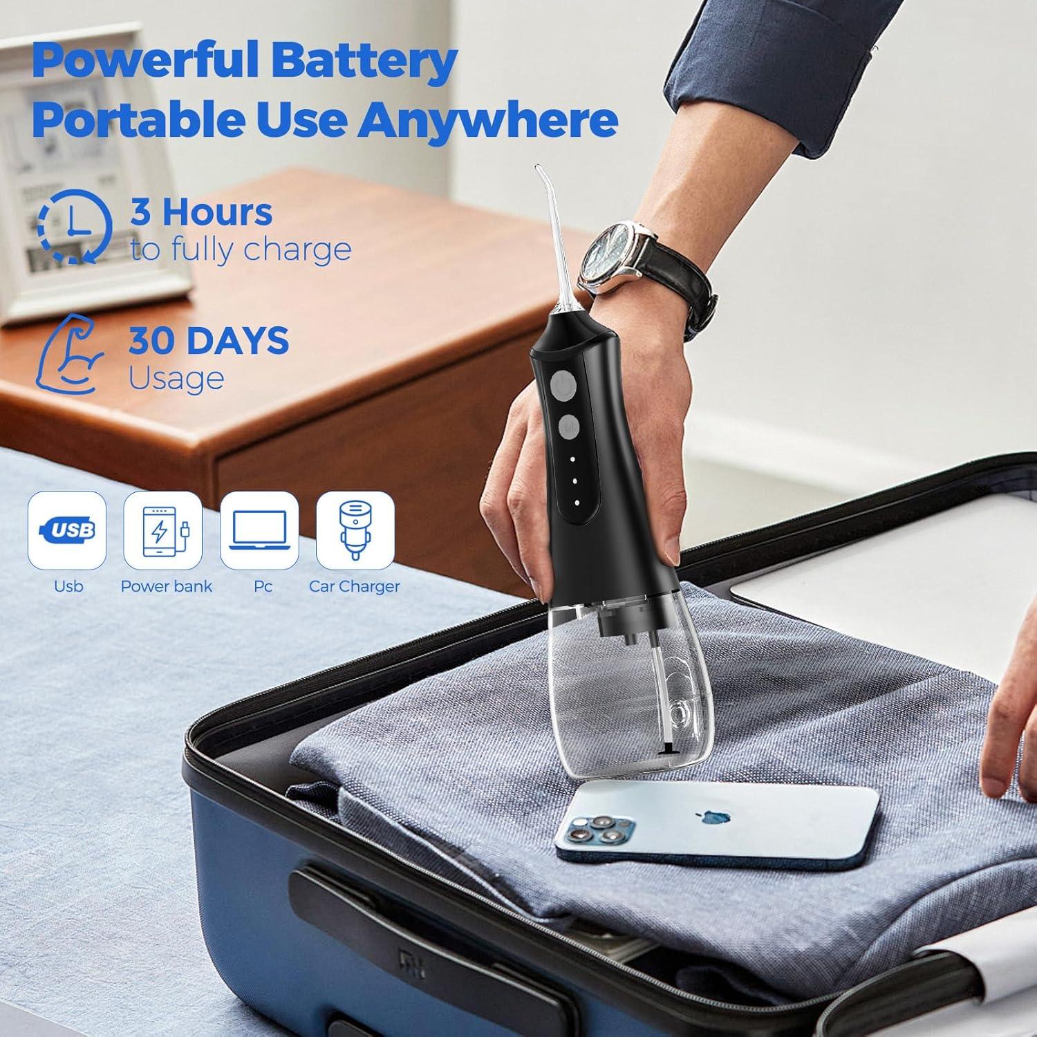 Irrigador Oral Inalámbrico URSMILEKIT Negro 350ml IPX7