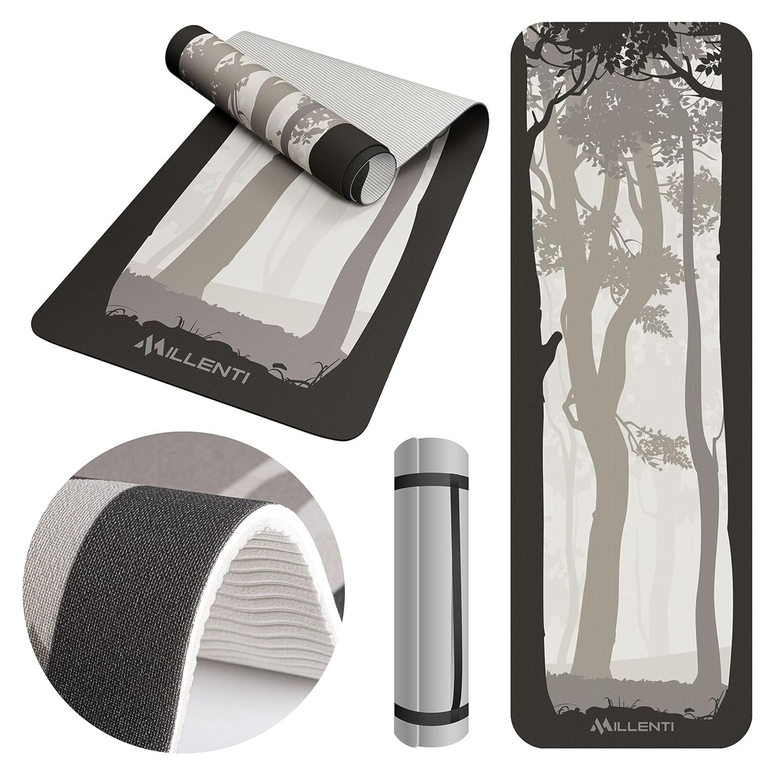 Alfombrilla de Yoga Millenti 6mm Antideslizante TPE Gris