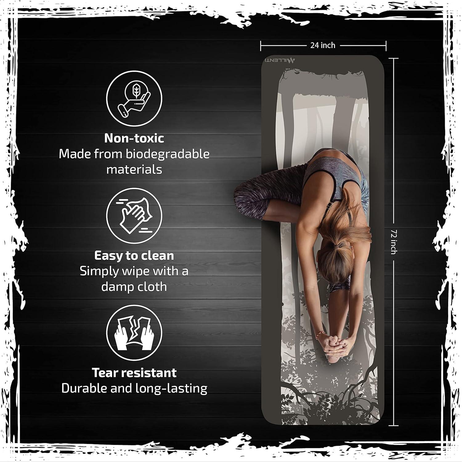 Alfombrilla de Yoga Millenti 6mm Antideslizante TPE Gris