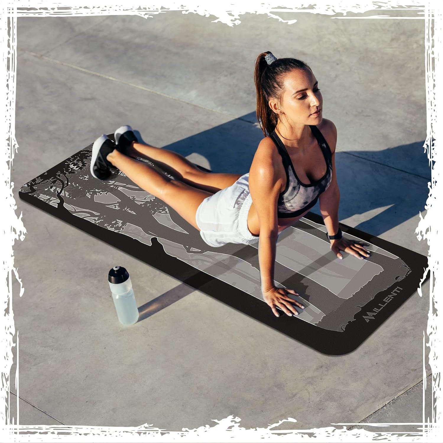 Alfombrilla de Yoga Millenti 6mm Antideslizante TPE Gris