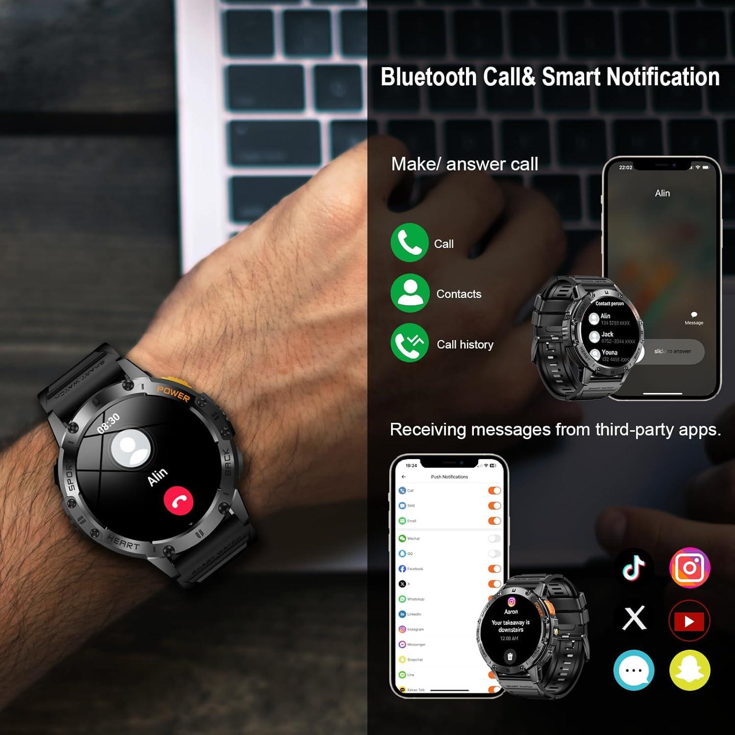 Reloj Inteligente Militar Tiwain con Linterna y 170 Modos