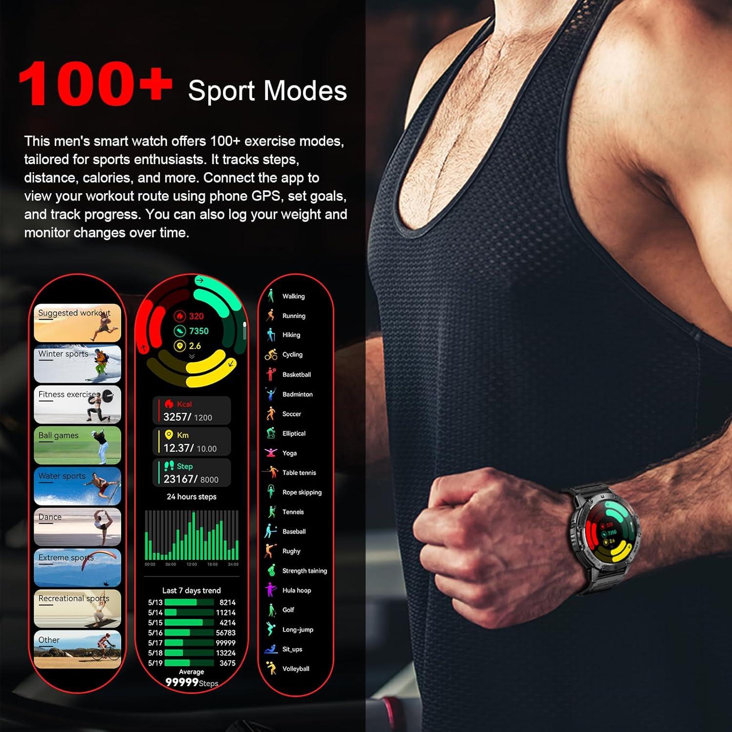 Reloj Inteligente Militar Tiwain con Linterna y 170 Modos