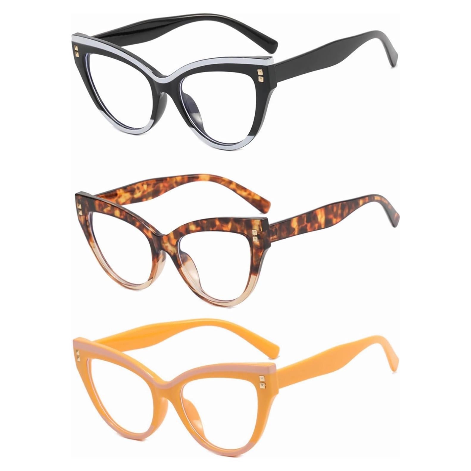 Paquete de 3 Gafas de Ojo de Gato Sin Prescripción para Mujeres