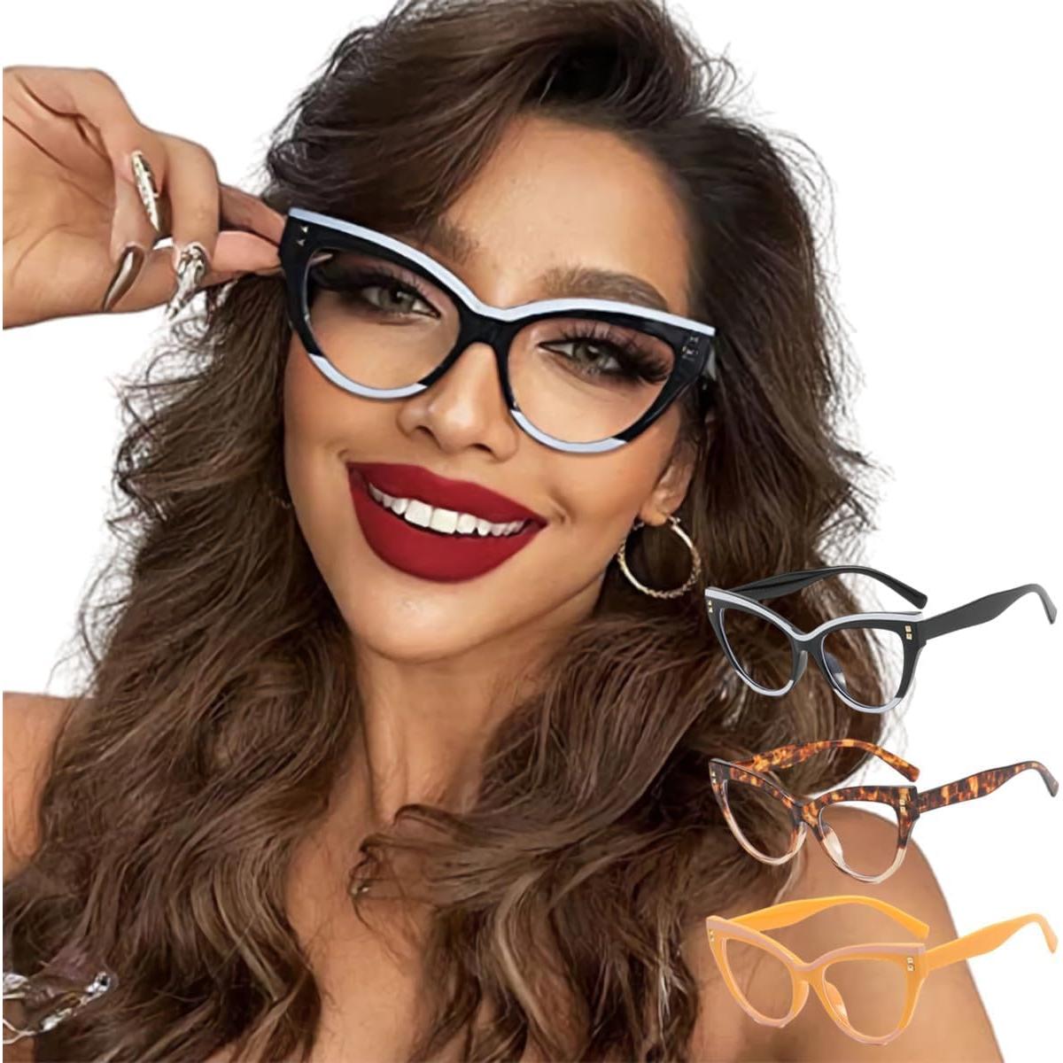 Paquete de 3 Gafas de Ojo de Gato Sin Prescripción para Mujeres
