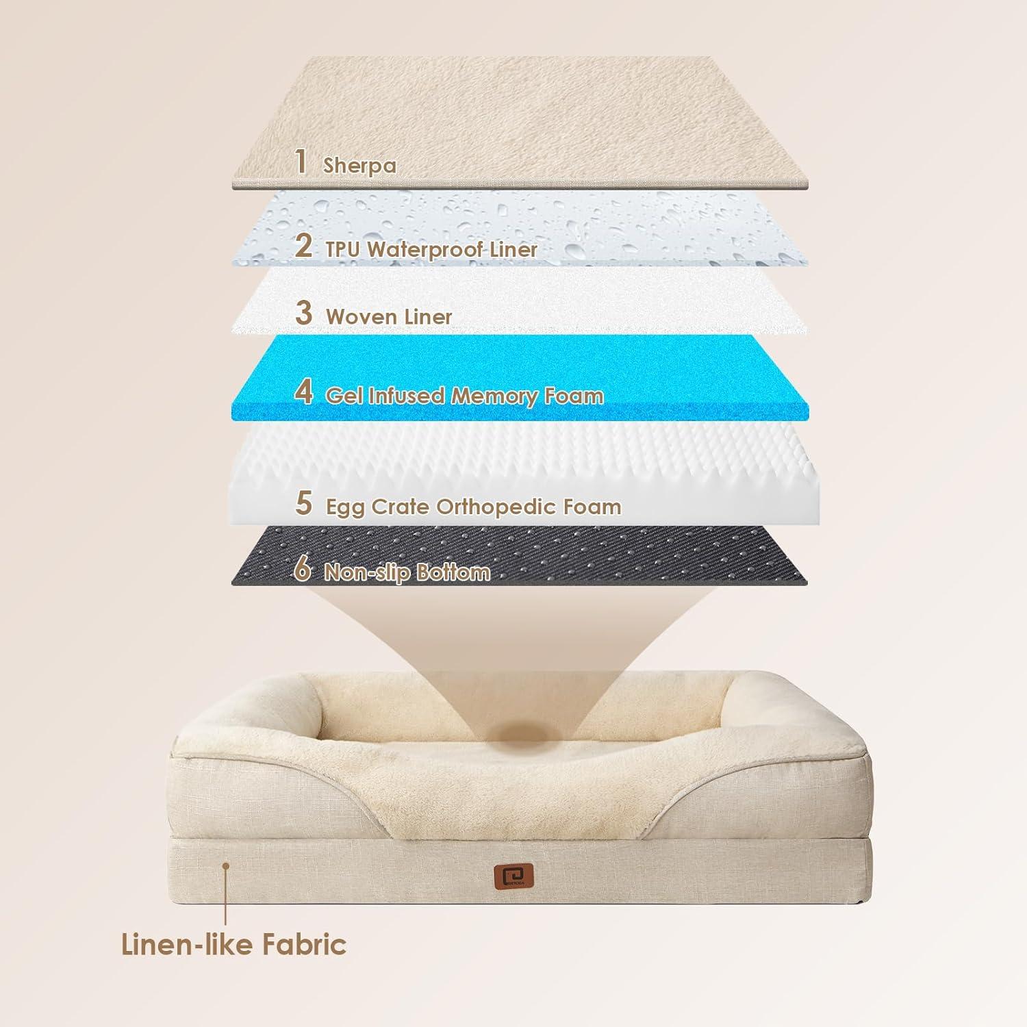 Cama Ortopédica para Perros EHEYCIGA 76x50 cm Beige