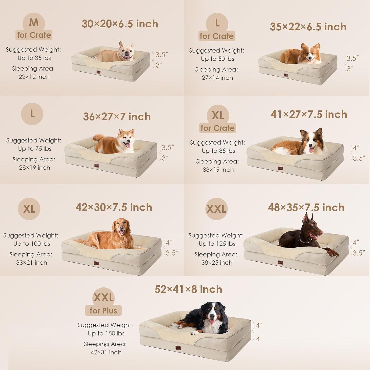 Cama Ortopédica para Perros EHEYCIGA 76x50 cm Beige