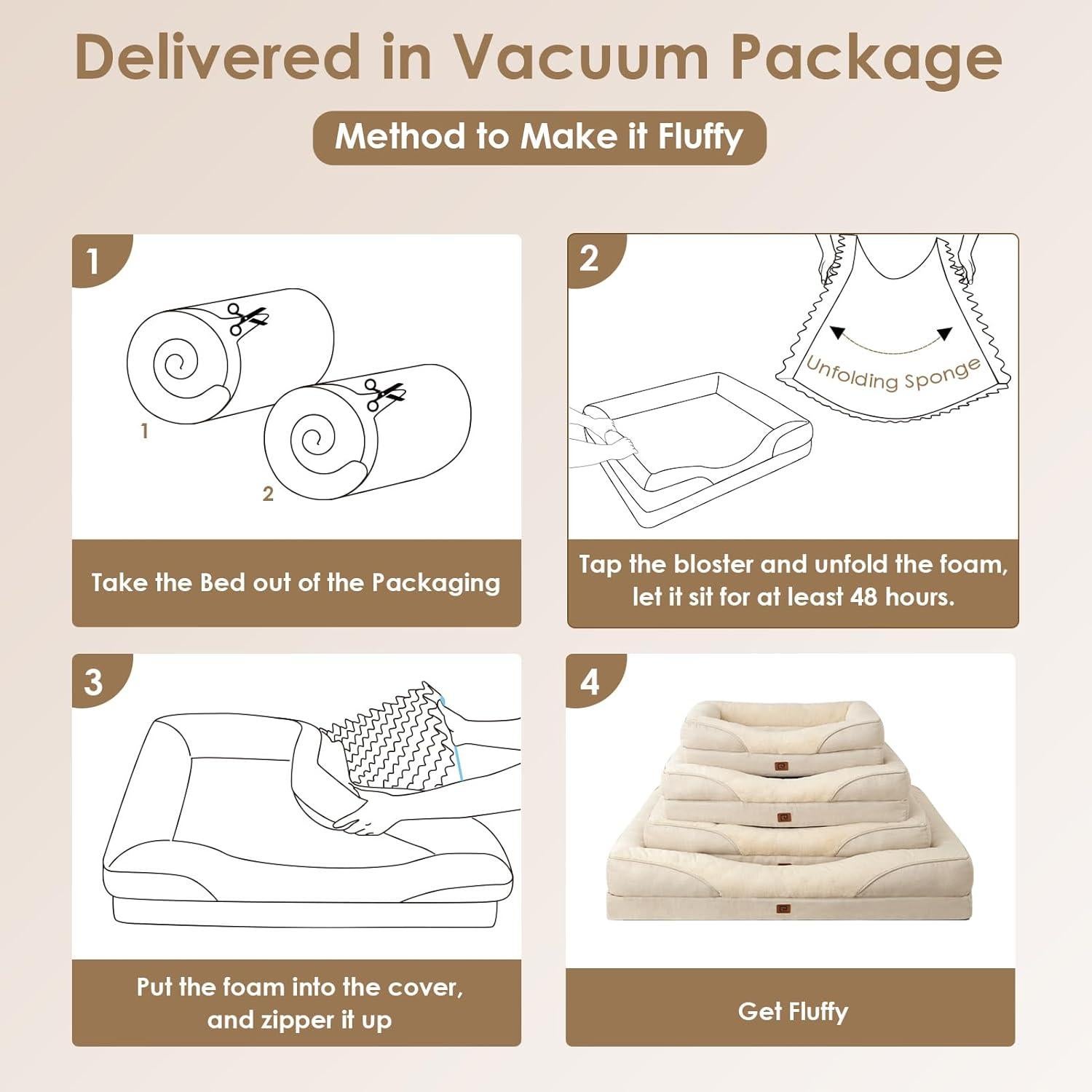 Cama Ortopédica para Perros EHEYCIGA 76x50 cm Beige