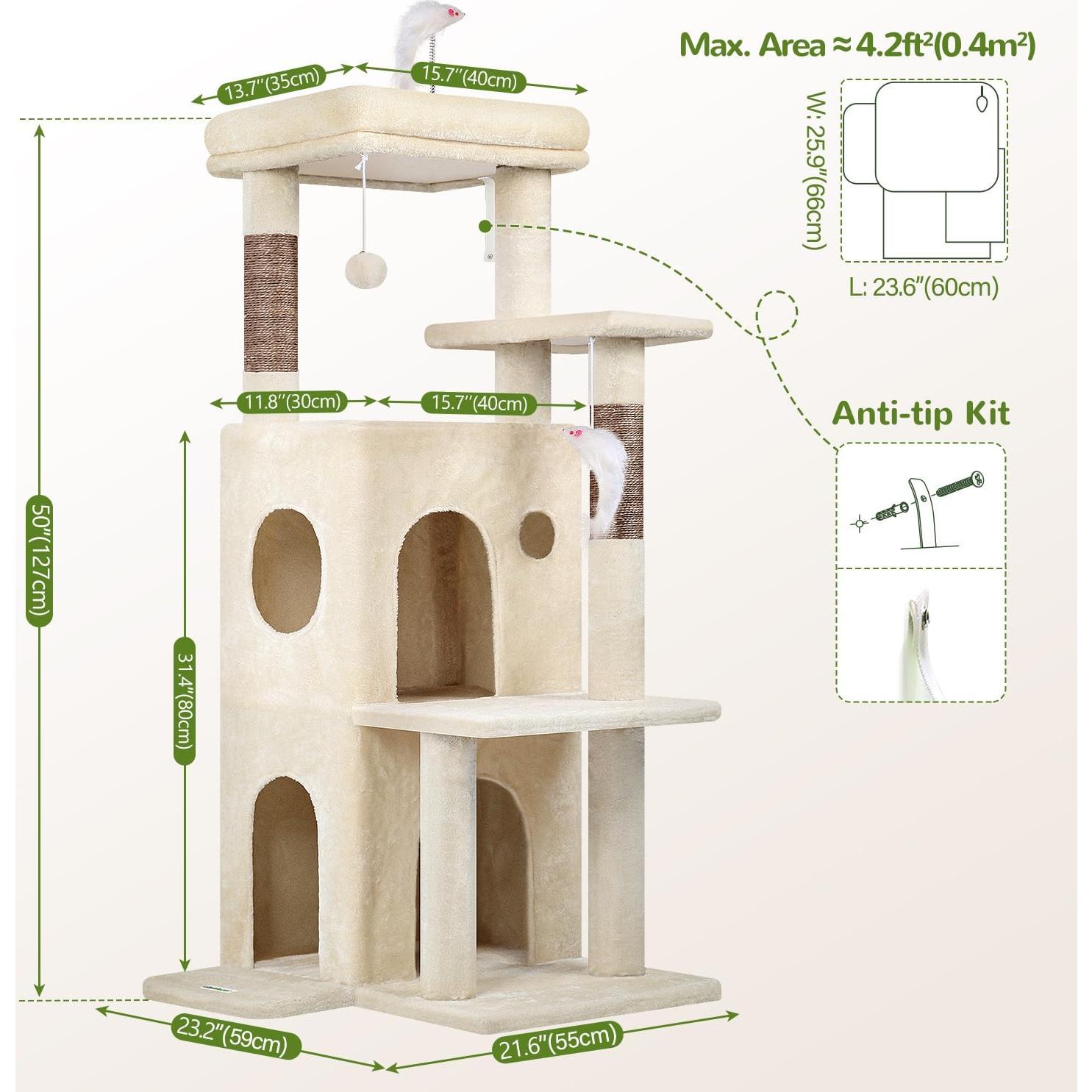 Torre de Árbol para Gatos Globlazer FC50 Beige 127 cm