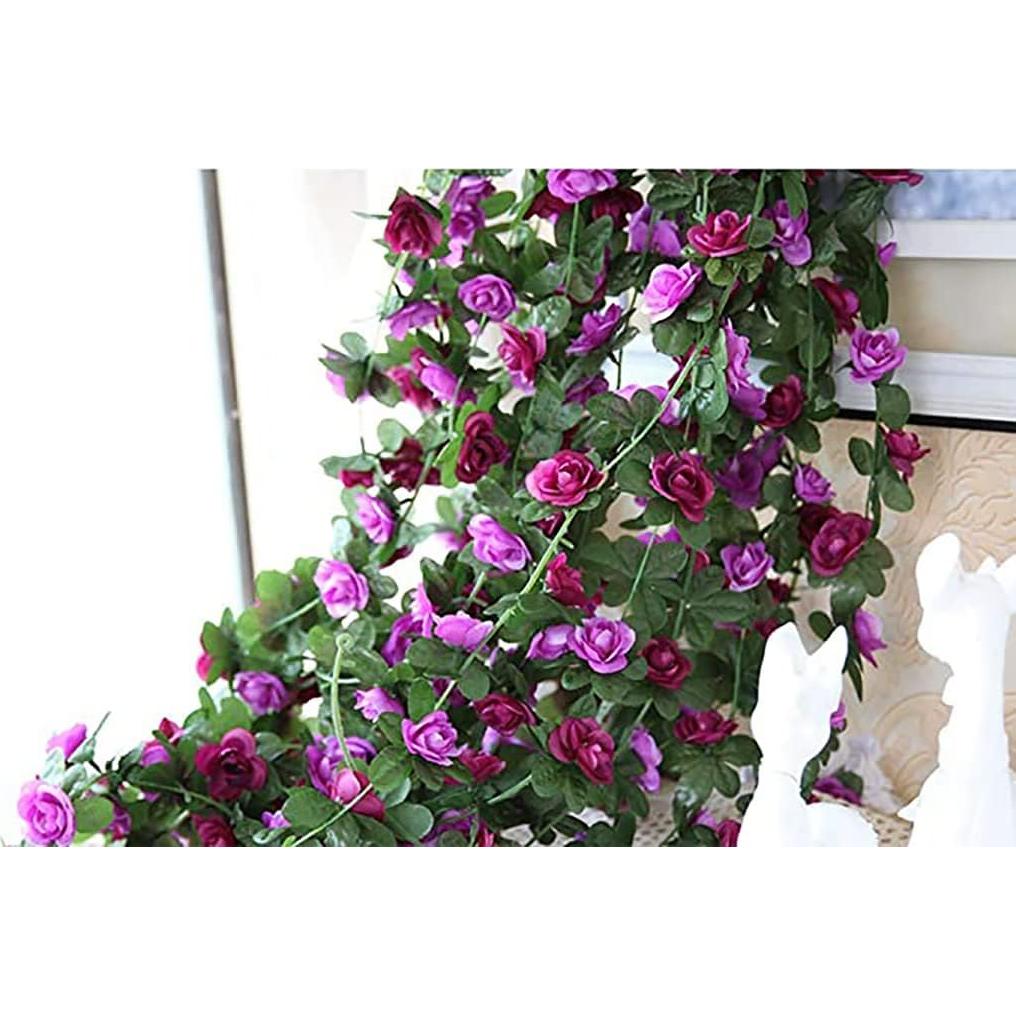 Guirnalda Artificial Lannu 2.5m Rosas Púrpura Decoración
