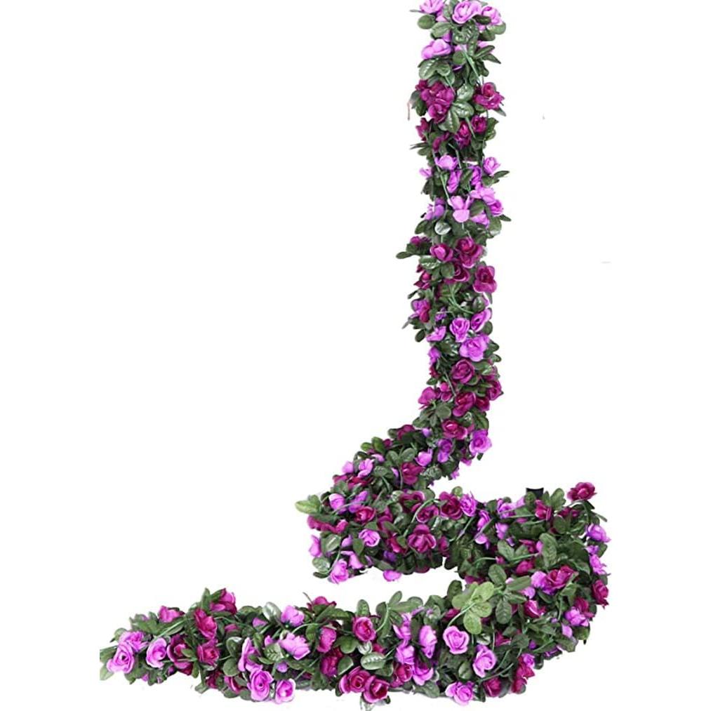 Guirnalda Artificial Lannu 2.5m Rosas Púrpura Decoración