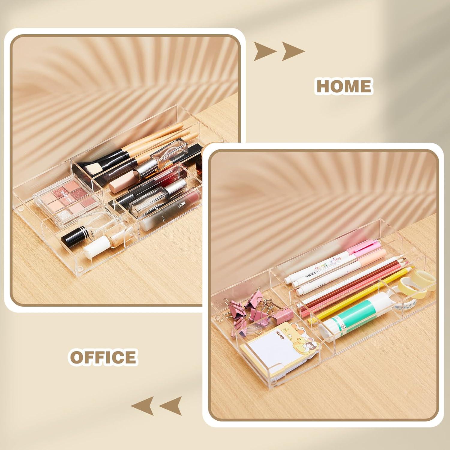 Organizador de Cajón de Escritorio Acrílico Briwooody 6 Compartimentos 28x15.5 cm