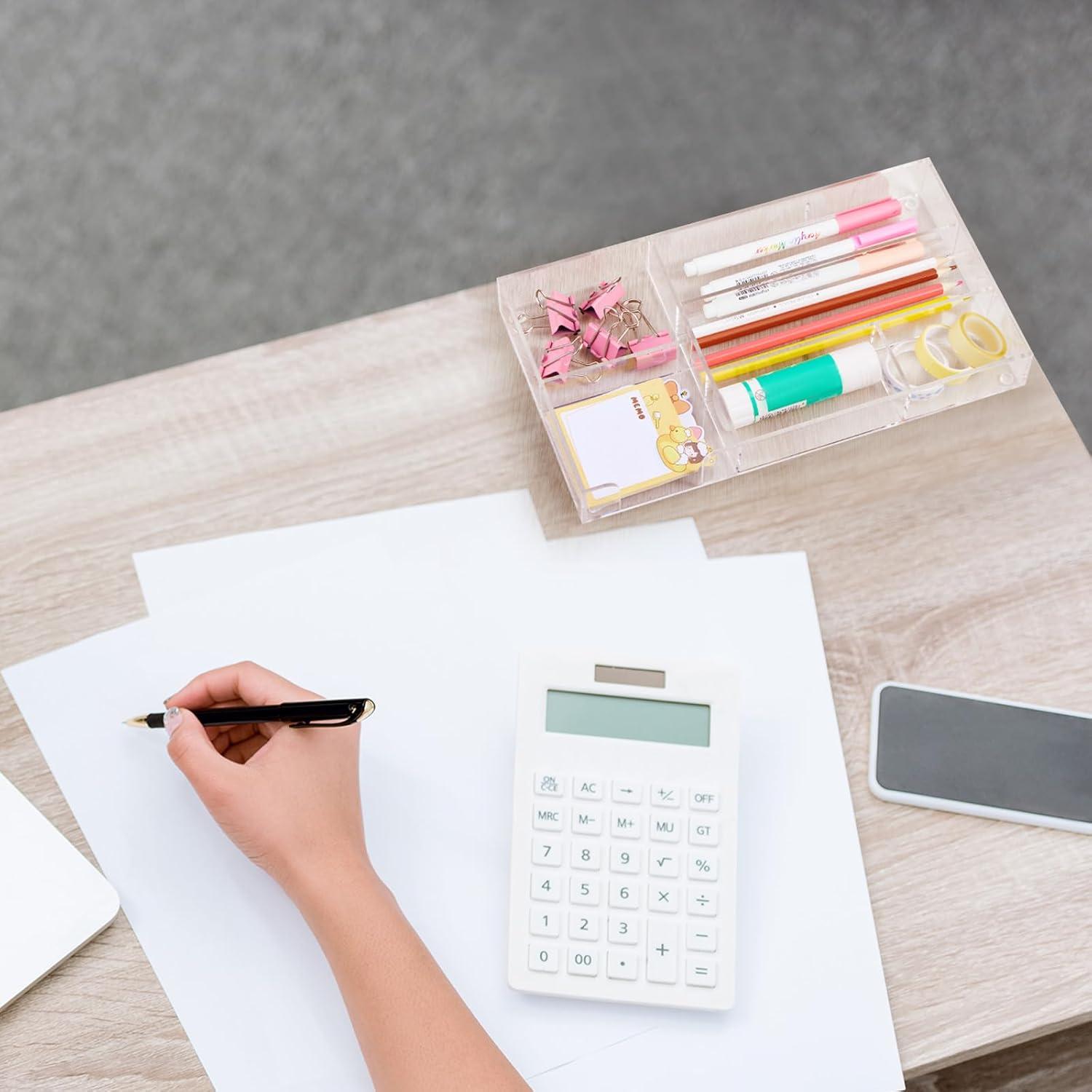 Organizador de Cajón de Escritorio Acrílico Briwooody 6 Compartimentos 28x15.5 cm