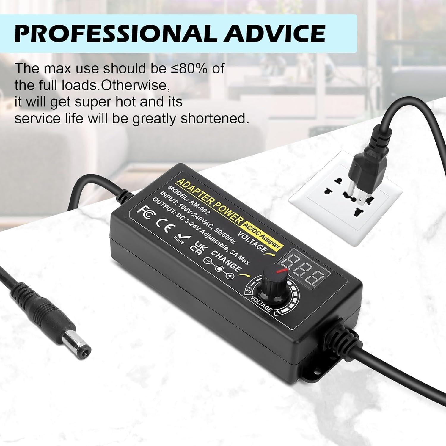 Adaptador de Poder Ajustable TOUS 3V-24V 3A 72W AC/DC