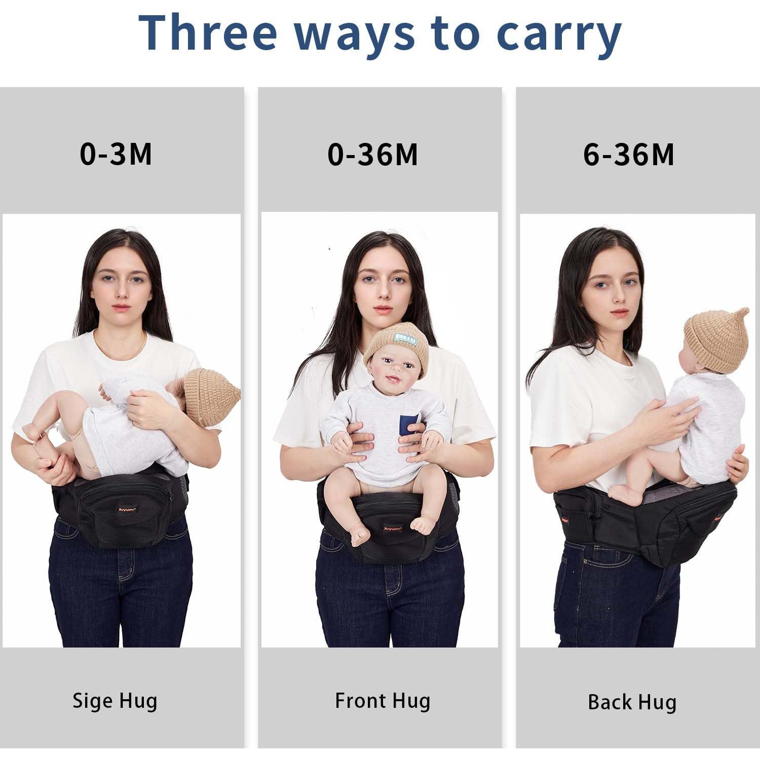 Portabebés ergonómico ajustable negro 3-18 kg para bebés