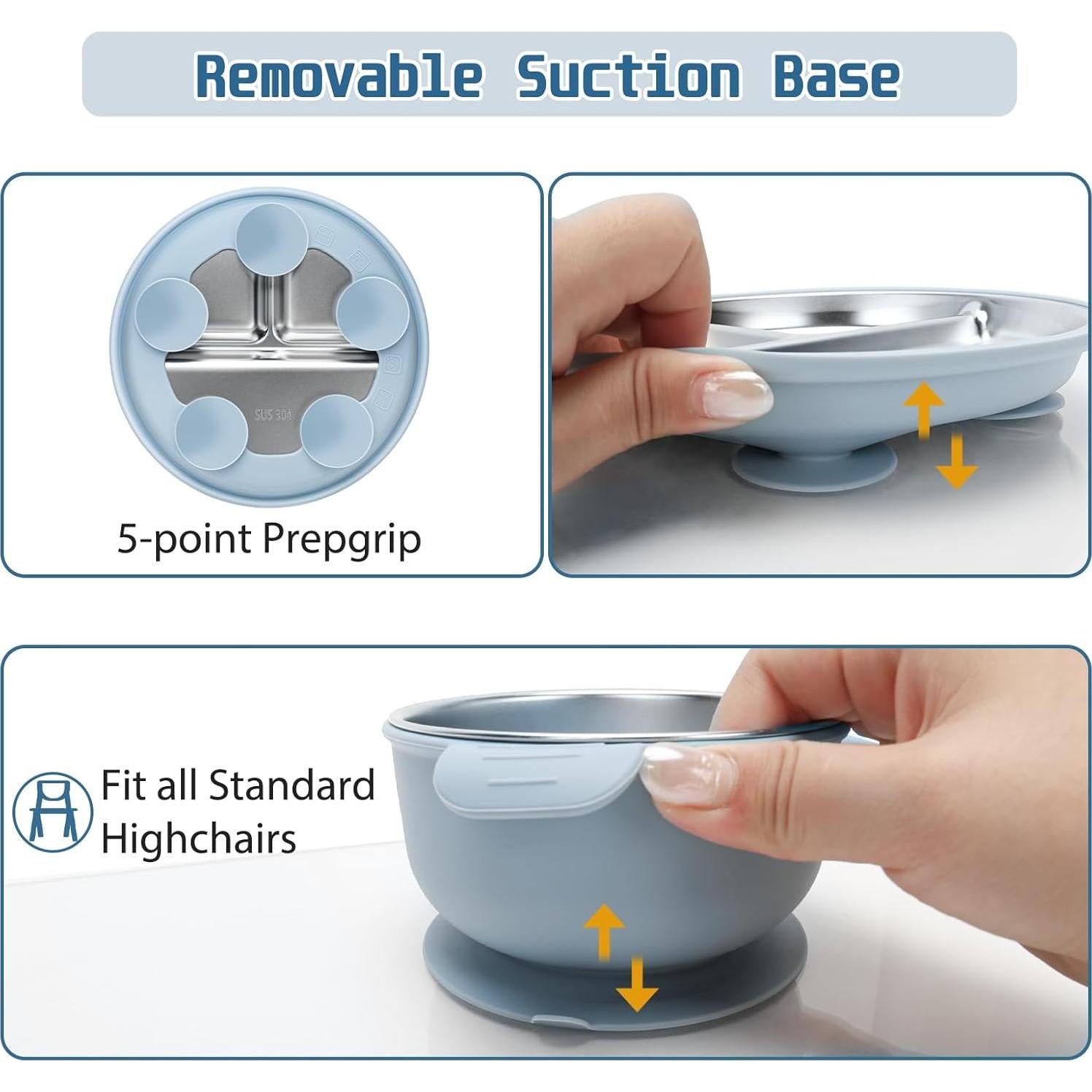 Juego de Platos y Cuencos para Bebés MISSLILI Acero Inoxidable