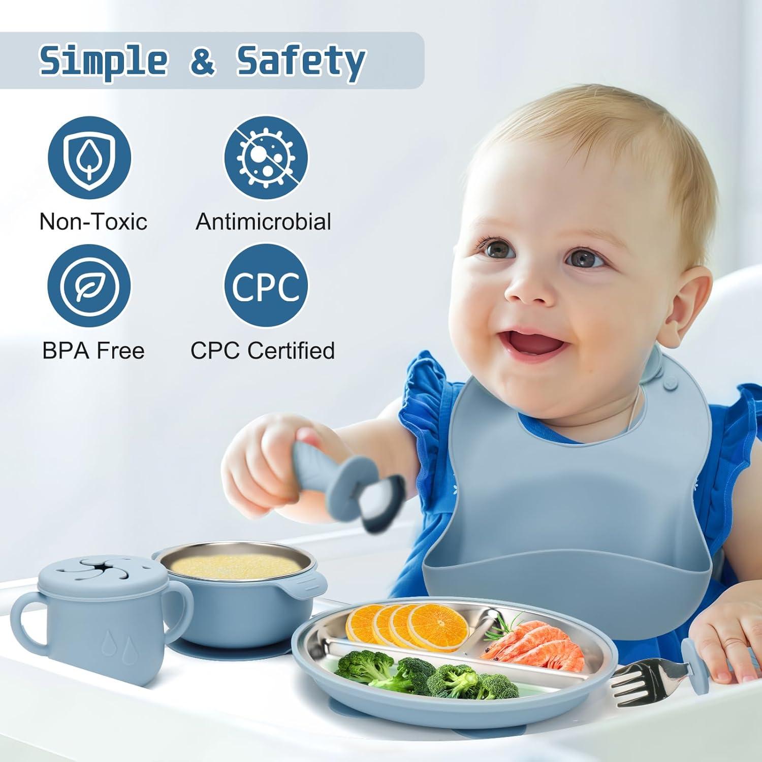 Juego de Platos y Cuencos para Bebés MISSLILI Acero Inoxidable