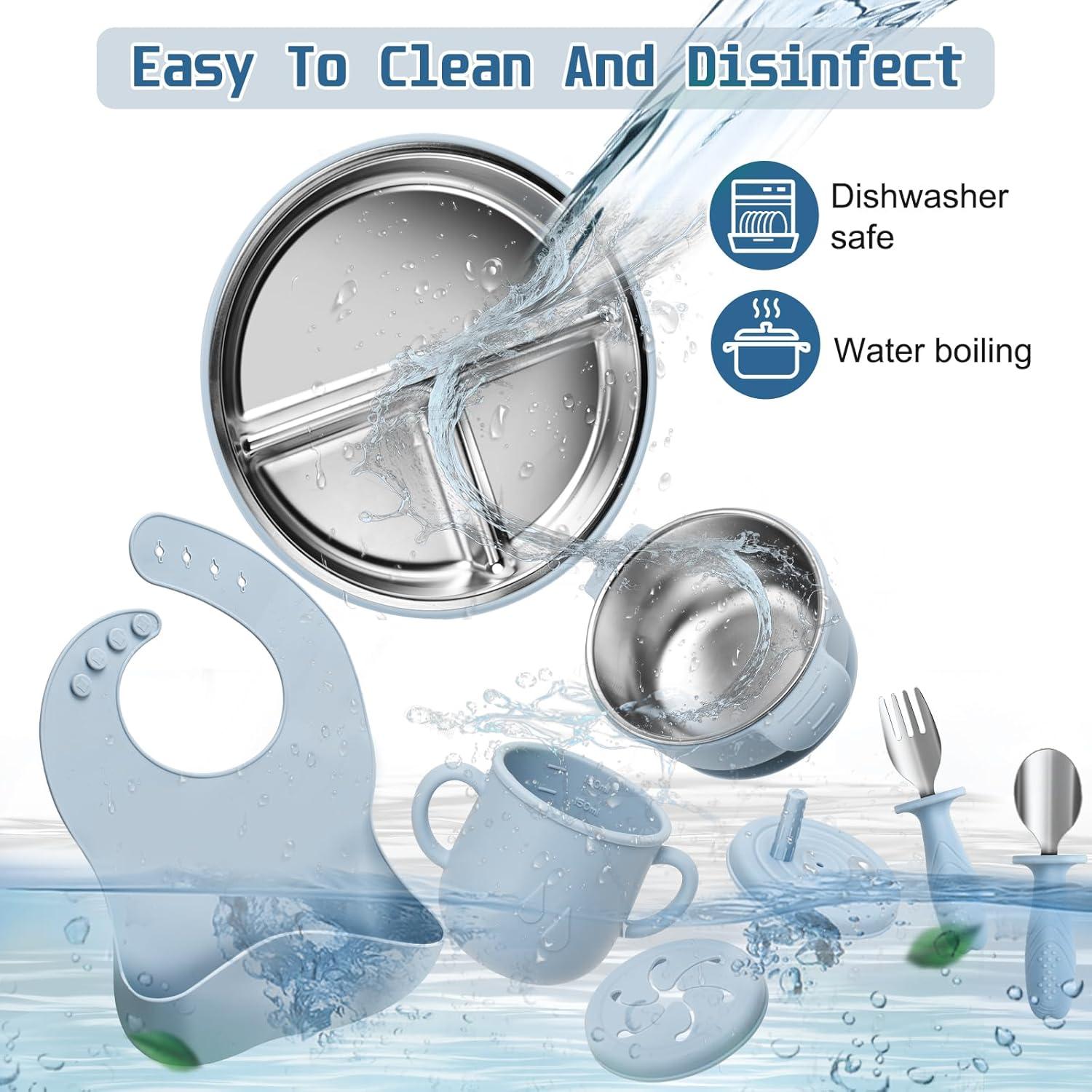 Juego de Platos y Cuencos para Bebés MISSLILI Acero Inoxidable