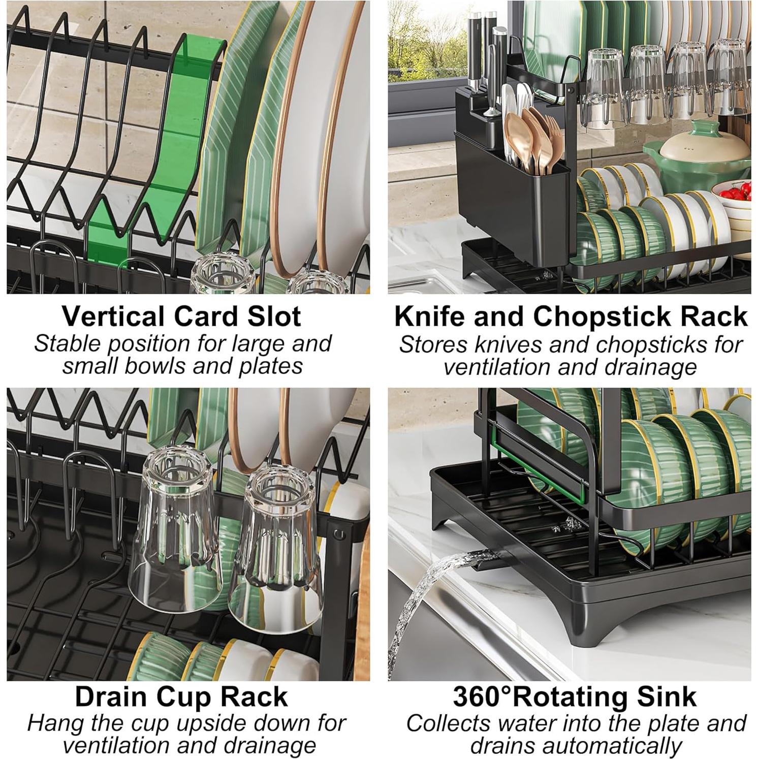 Escurridor de Platos 2 Niveles Maivotaf 30x42 cm Negro