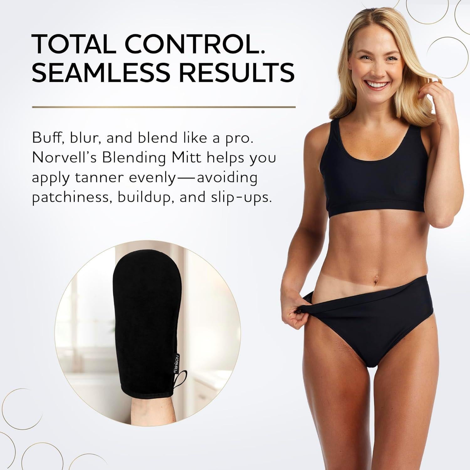 Norvell Streak Free Self Tanner Applicator Mitt – Washable Tanning Blending Mitt for Smooth, Even Sunless Tan Application, Prevents Stains, Reusable for Lotion, Mousse & Spray