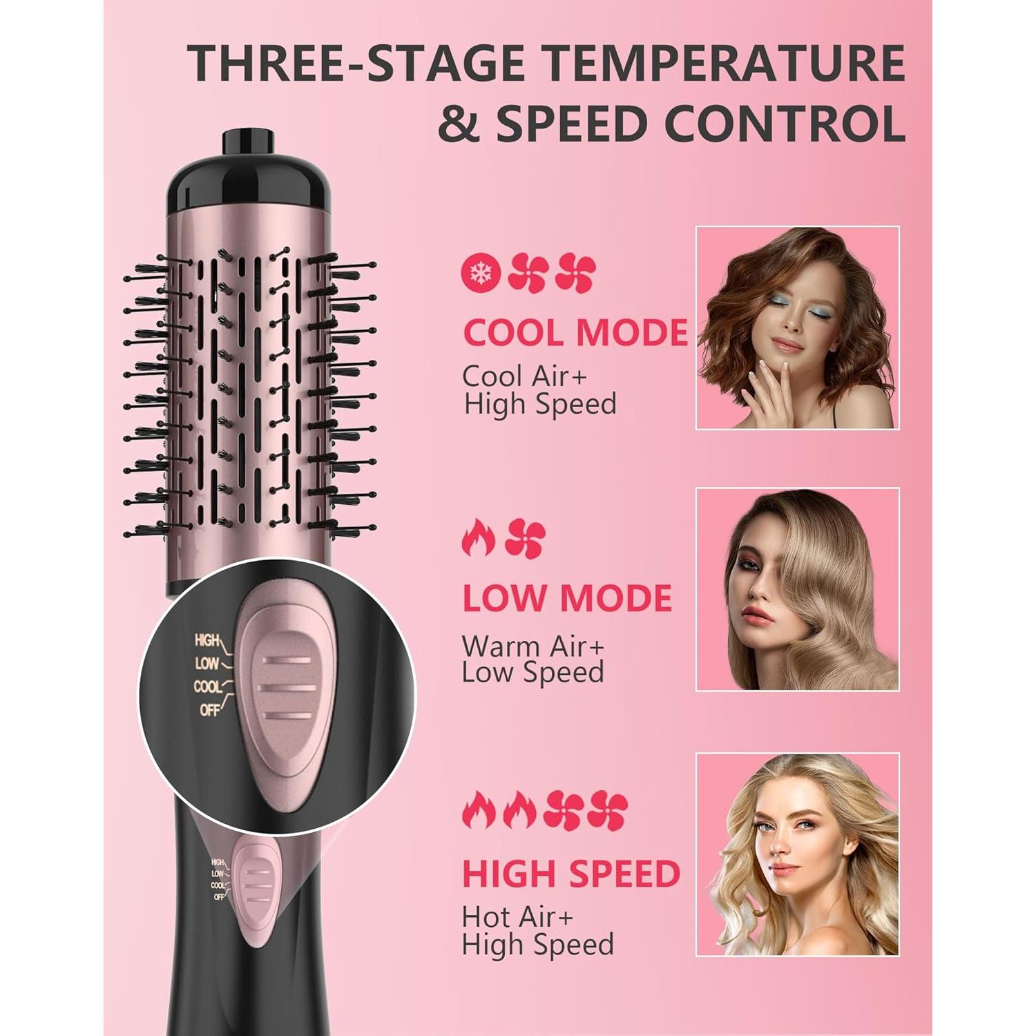 Cepillo Secador de Pelo Rotatorio ANWA 4 en 1 Negro 1000W