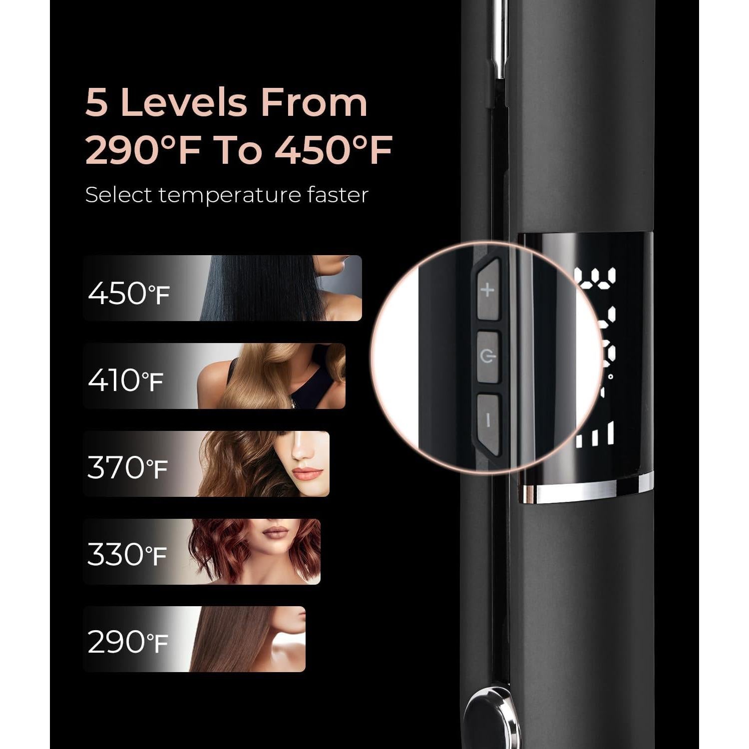 Plancha de Pelo PRITECH Titanio 1" Temperatura Ajustable 143-232°C