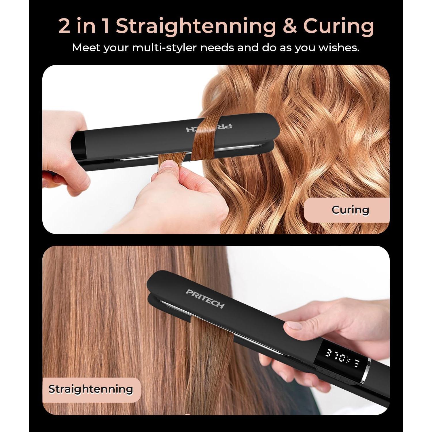 Plancha de Pelo PRITECH Titanio 1" Temperatura Ajustable 143-232°C