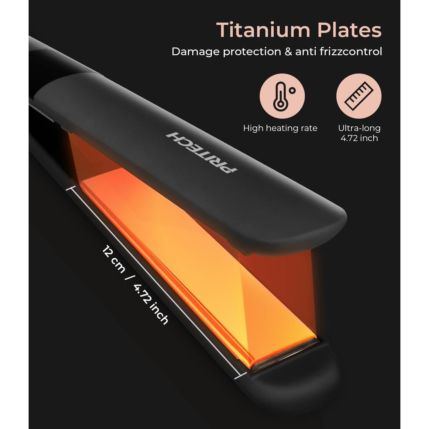 Plancha de Pelo PRITECH Titanio 1" Temperatura Ajustable 143-232°C