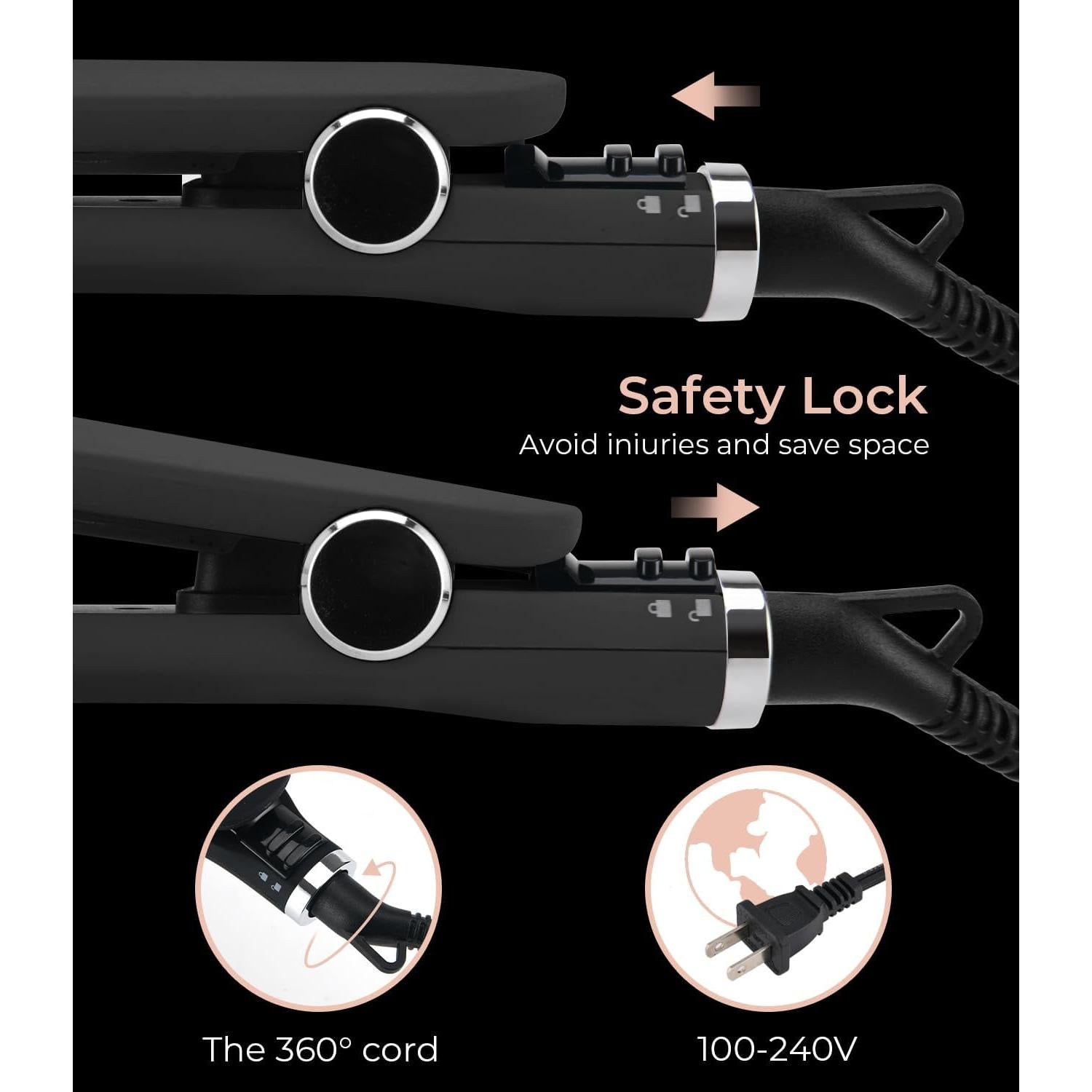 Plancha de Pelo PRITECH Titanio 1" Temperatura Ajustable 143-232°C