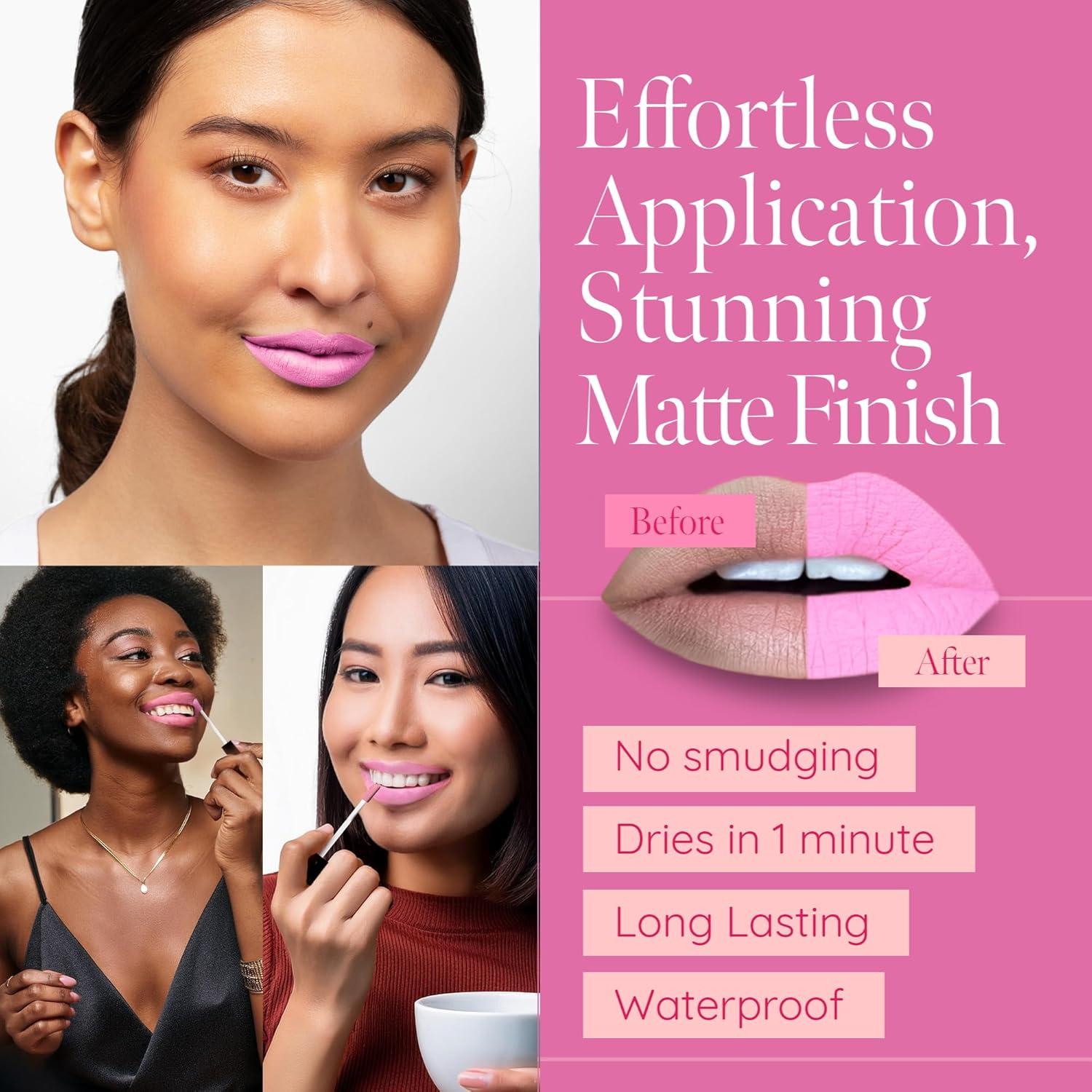 Pintalabios Líquido Mate Aromi Bebé Rosa - Vegano, Duradero