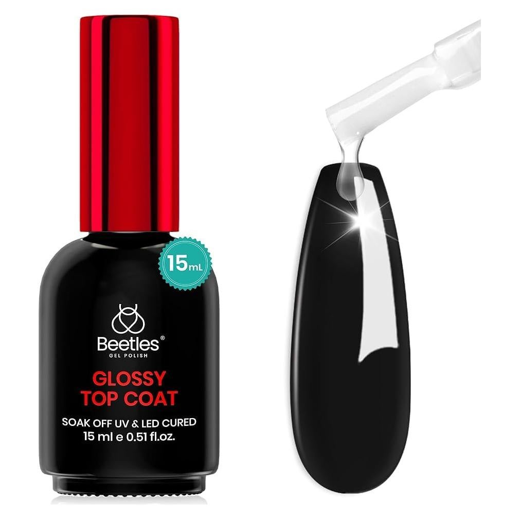 Top Coat de Gel Beetles 15ml Brillante y Duradero para Uñas