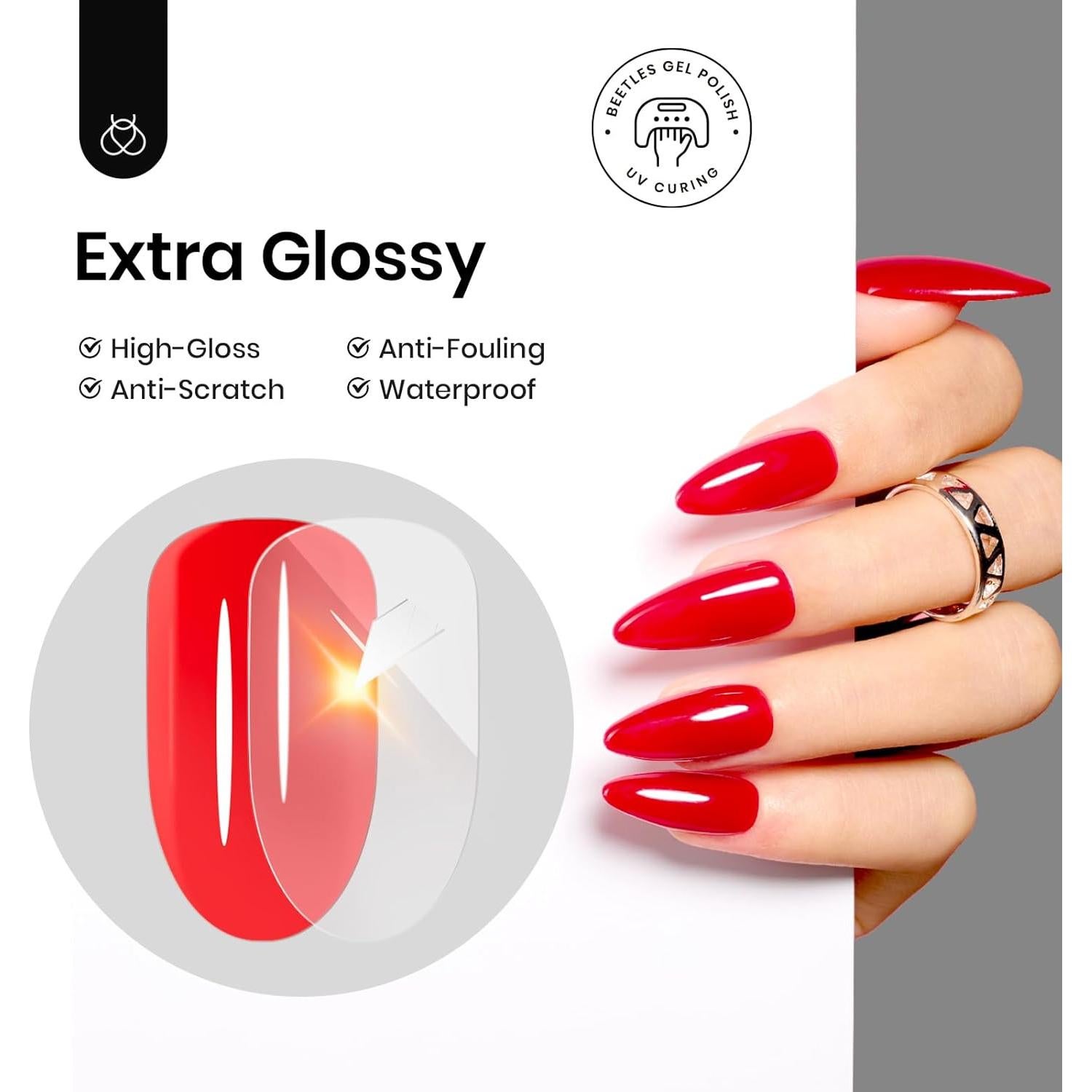 Top Coat de Gel Beetles 15ml Brillante y Duradero para Uñas