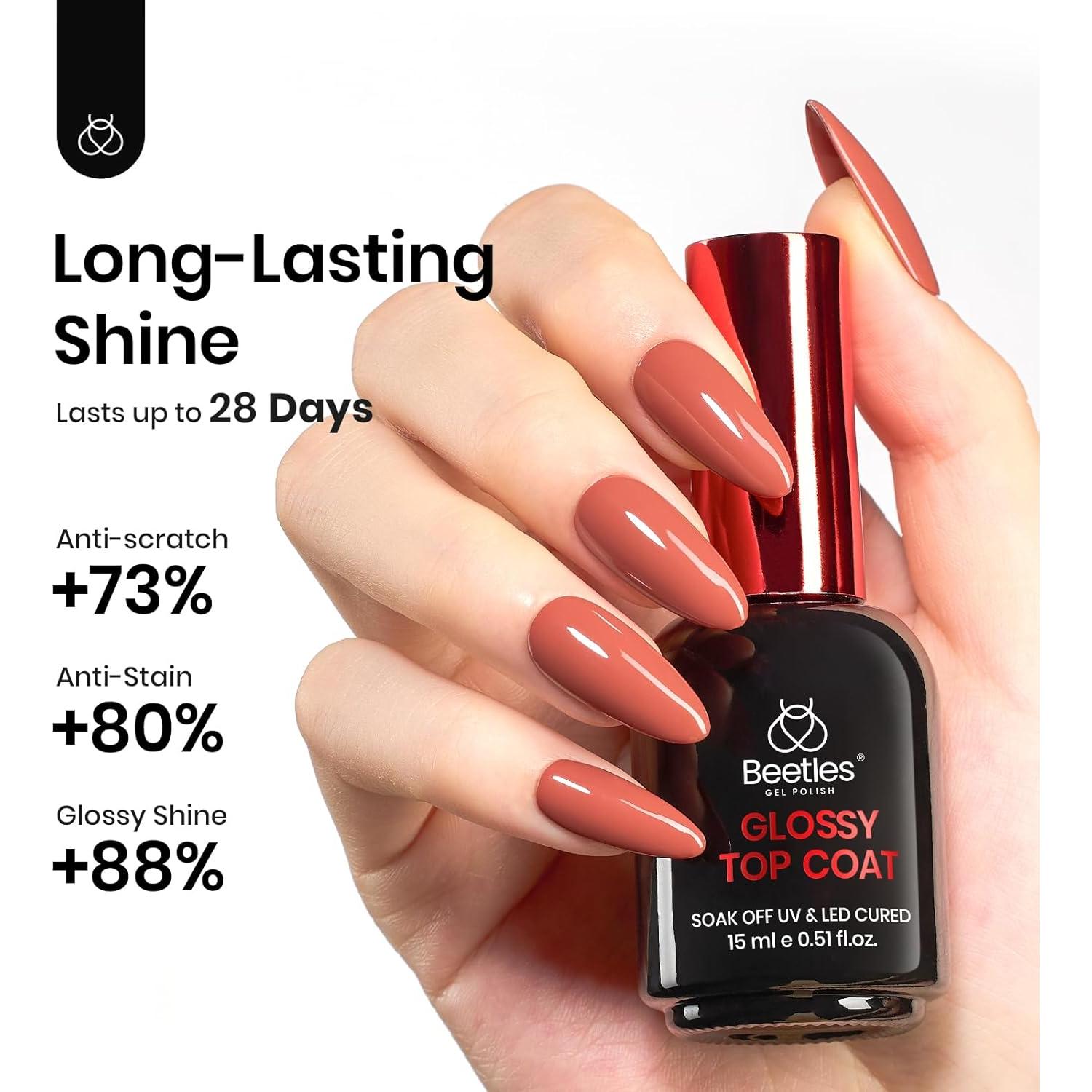 Top Coat de Gel Beetles 15ml Brillante y Duradero para Uñas