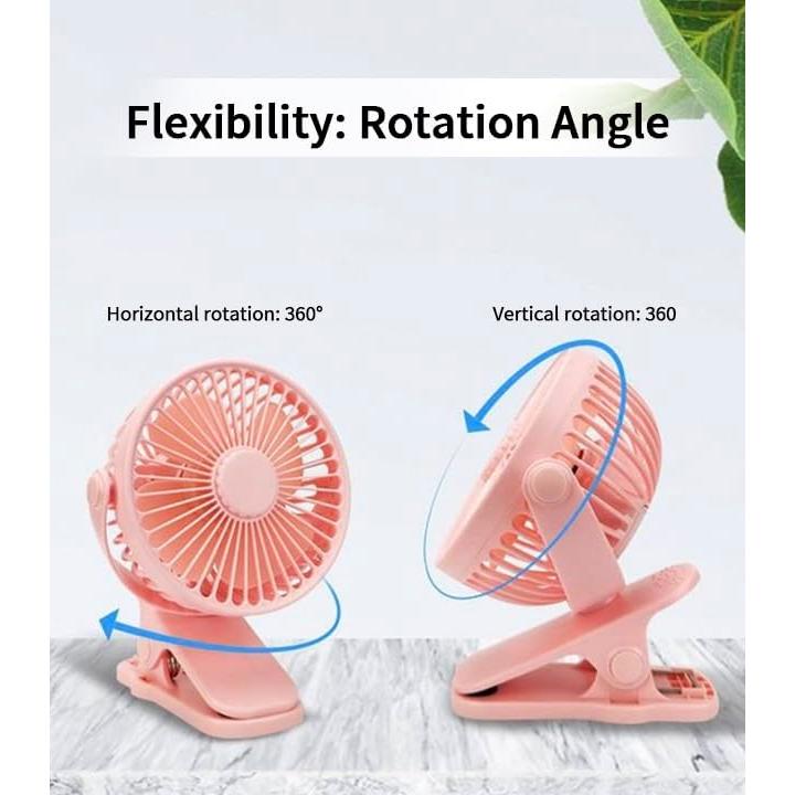 Ventilador de Clip KONPWAY 10 cm Recargable Rosa