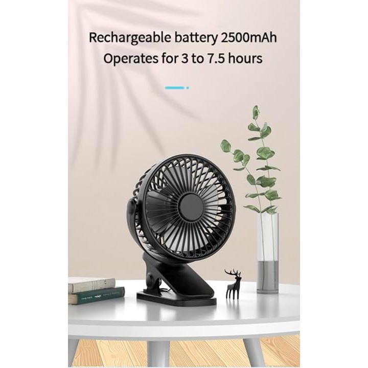Ventilador de Clip KONPWAY 10 cm Recargable Rosa