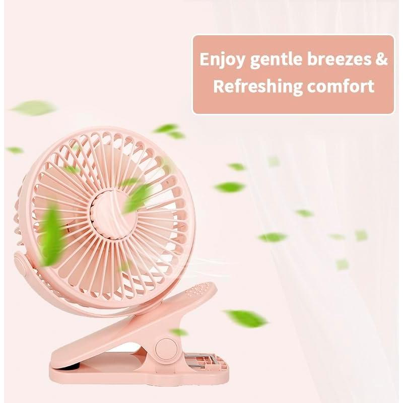 Ventilador de Clip KONPWAY 10 cm Recargable Rosa