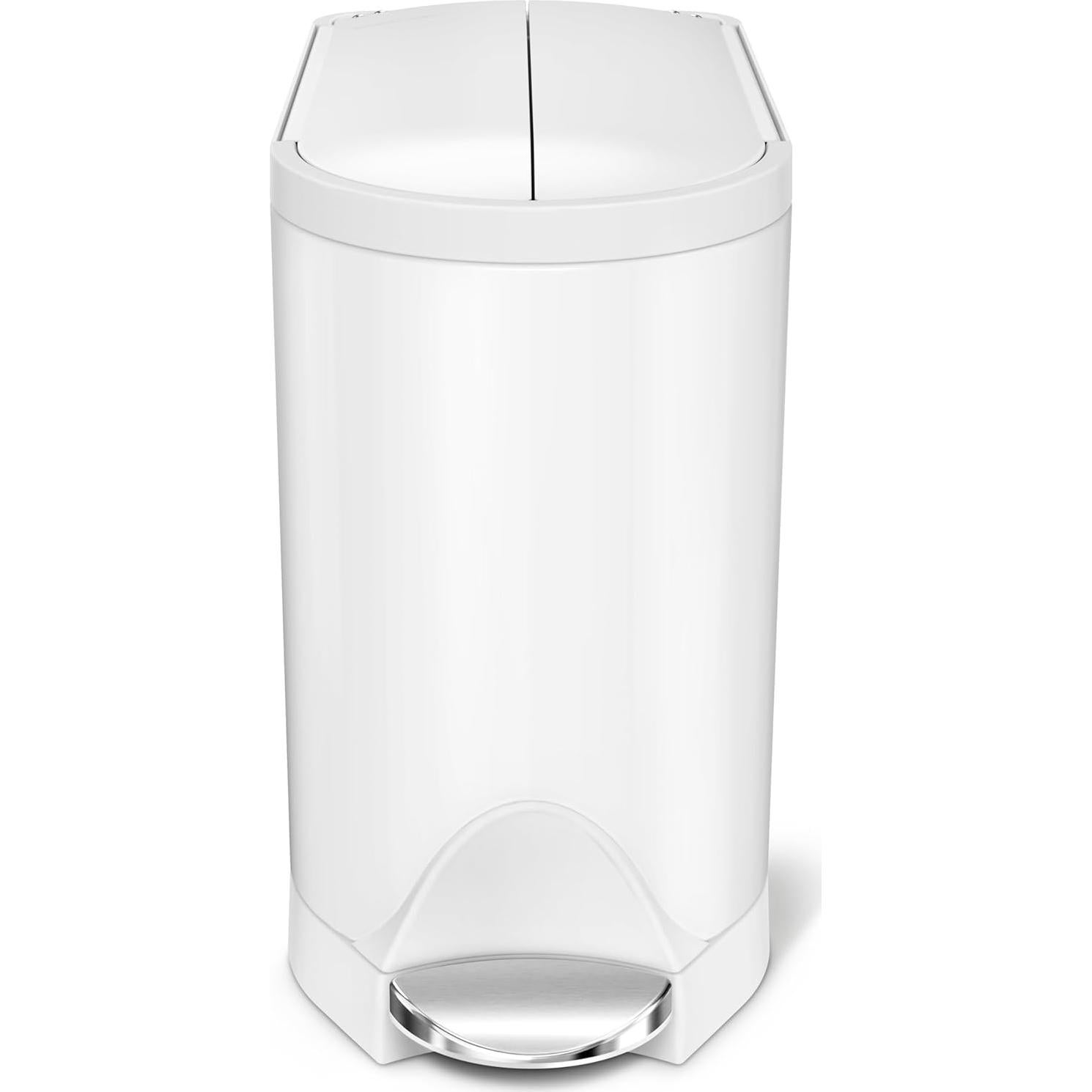 Basurero de Paso 10L simplehuman Tapa Mariposa Acero Blanco