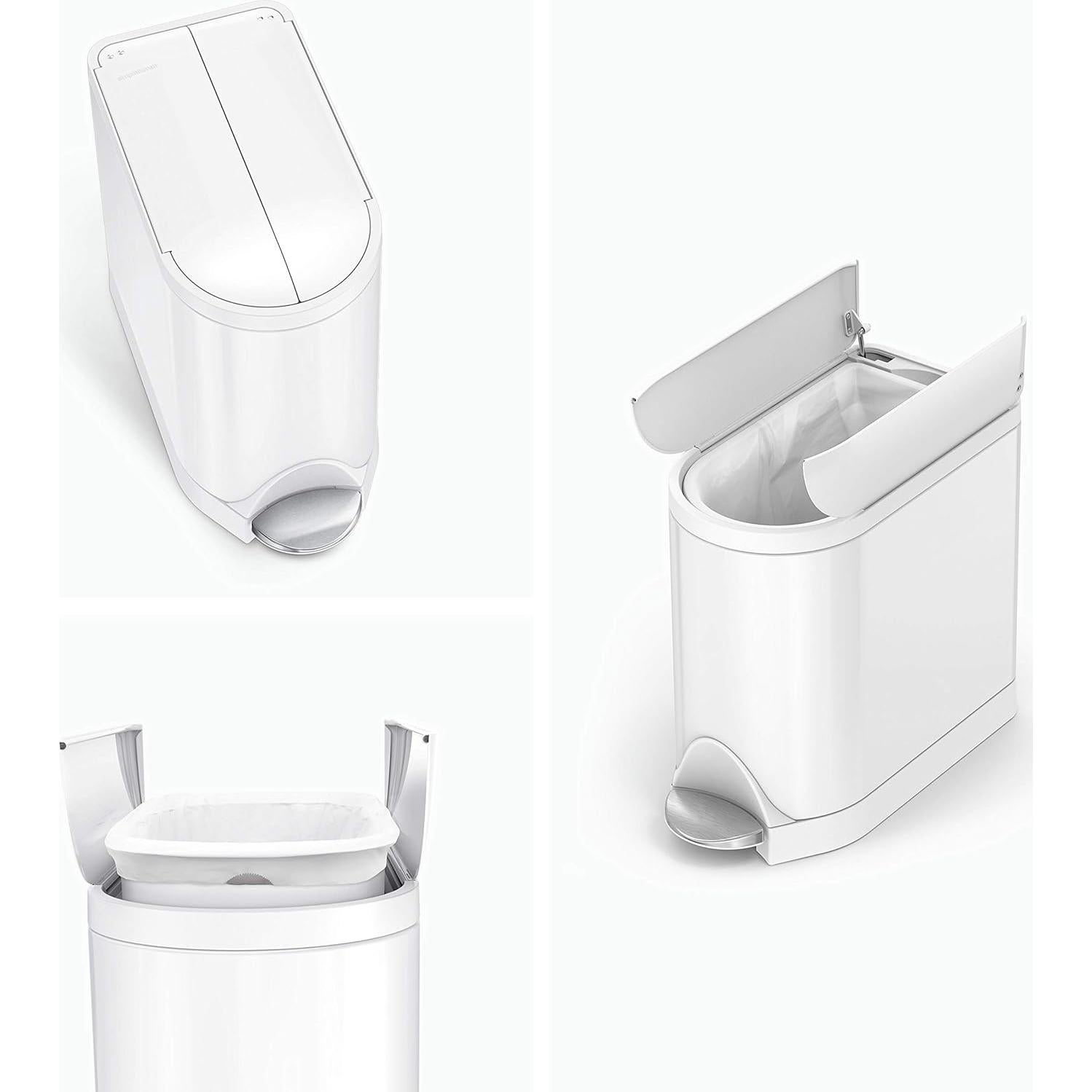 Basurero de Paso 10L simplehuman Tapa Mariposa Acero Blanco