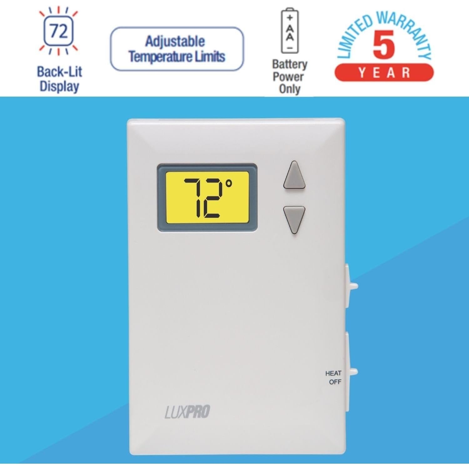 Termostato Mecánico No Programable LUX PSD010B 24V Calor Solo