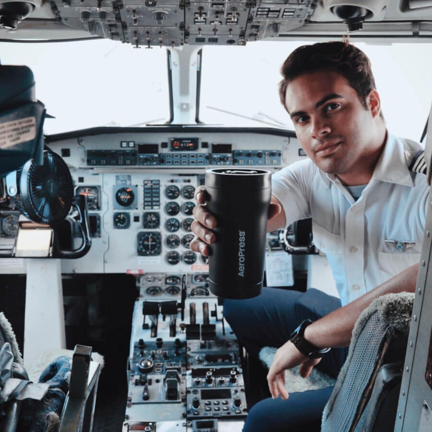 Taza de Café de Viaje AeroPress 473 ml Acero Inoxidable Negro