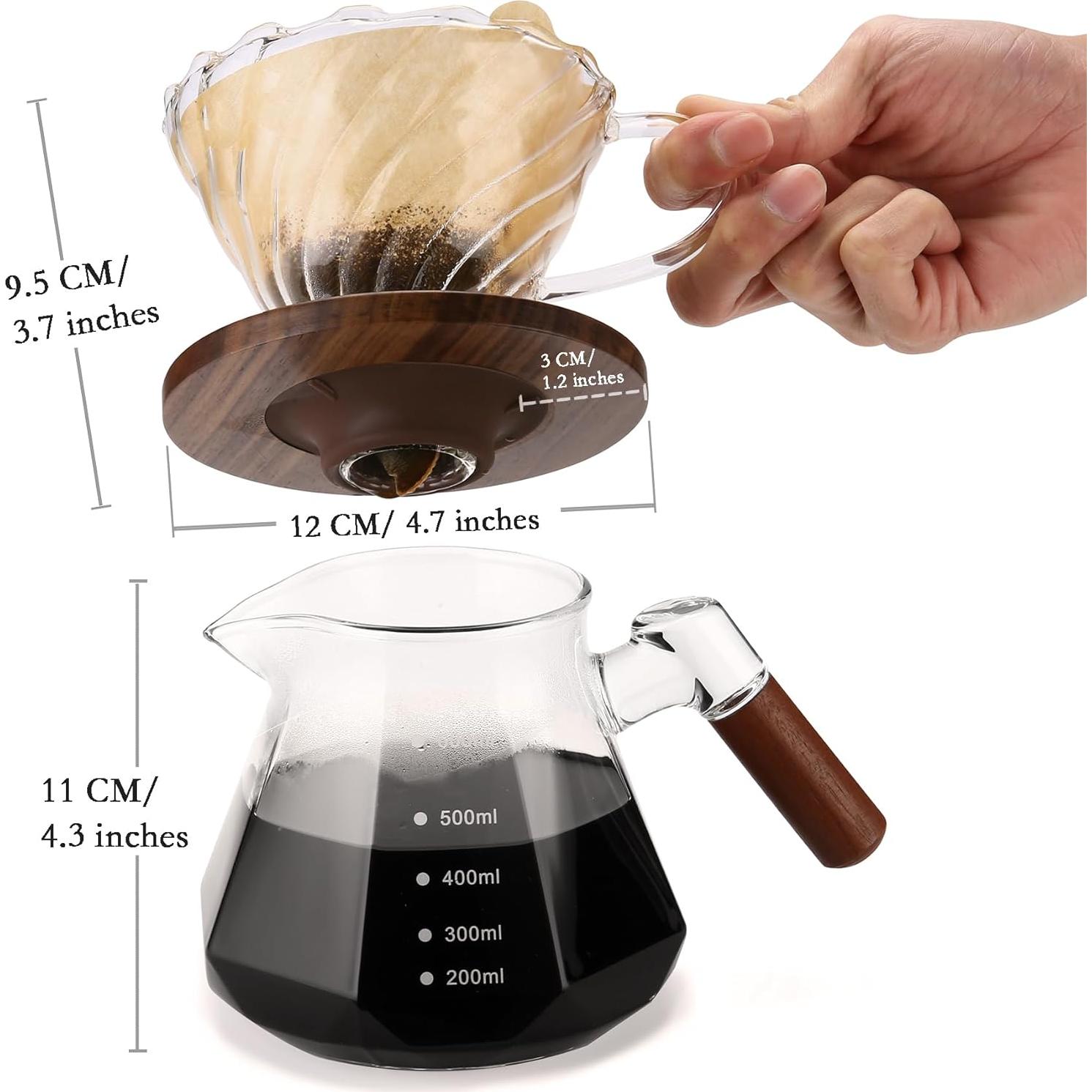 Cafetera de Goteo Lalord 600 ml Vidrio Borosilicato con Filtros