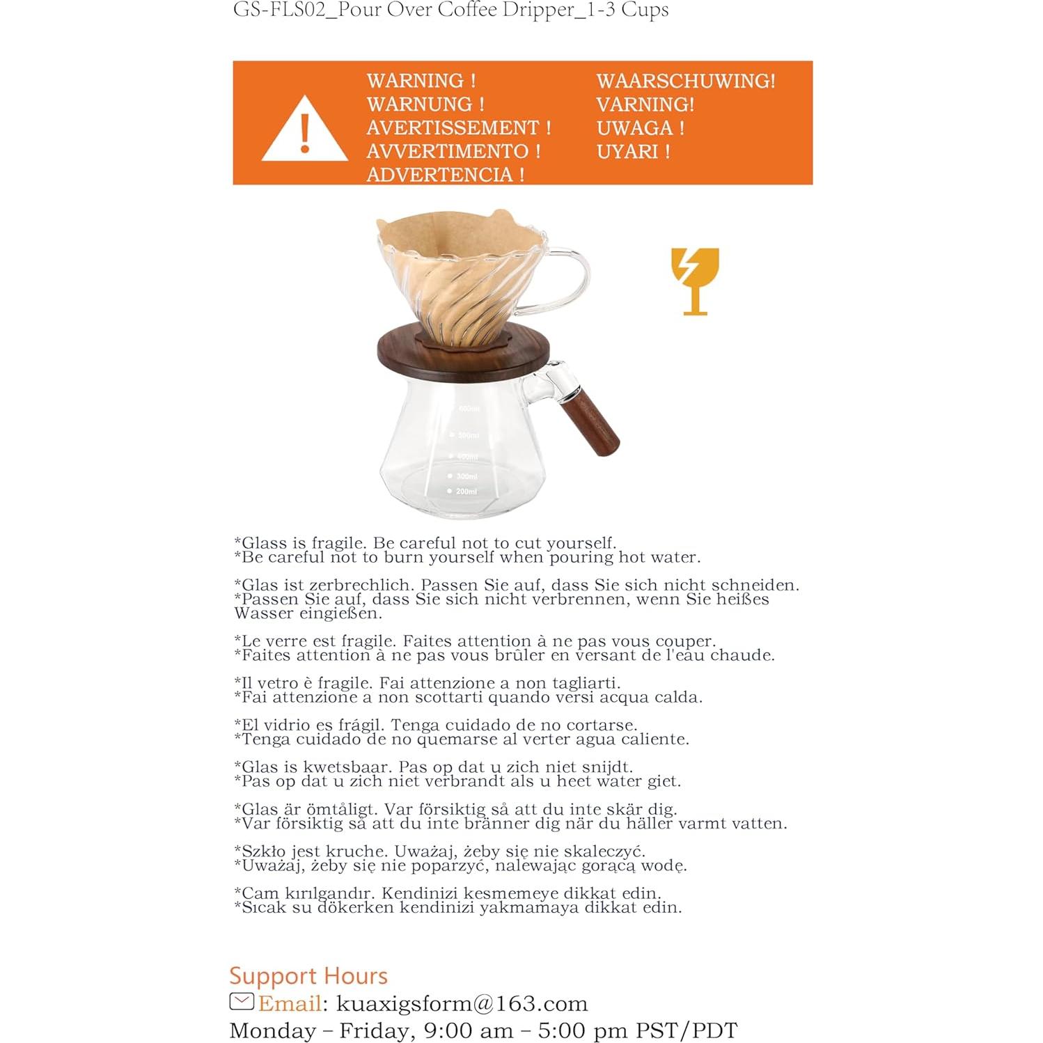 Cafetera de Goteo Lalord 600 ml Vidrio Borosilicato con Filtros