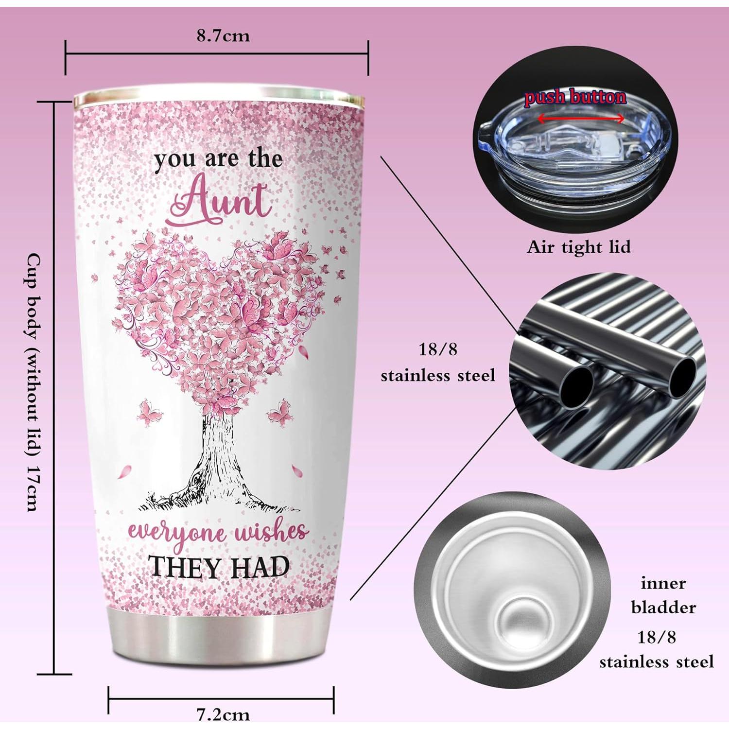 Vaso de Acero Inoxidable 20oz ZANIION para Tía - Regalo Ideal