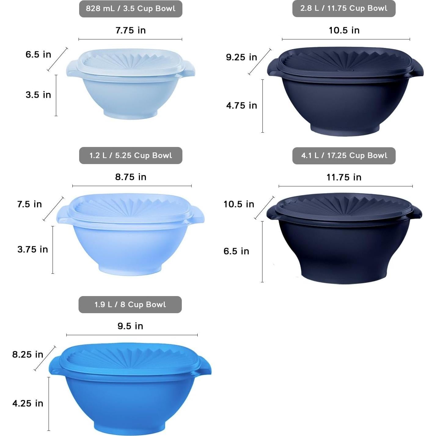 Set de 10 Contenedores de Almacenamiento Tupperware Azul