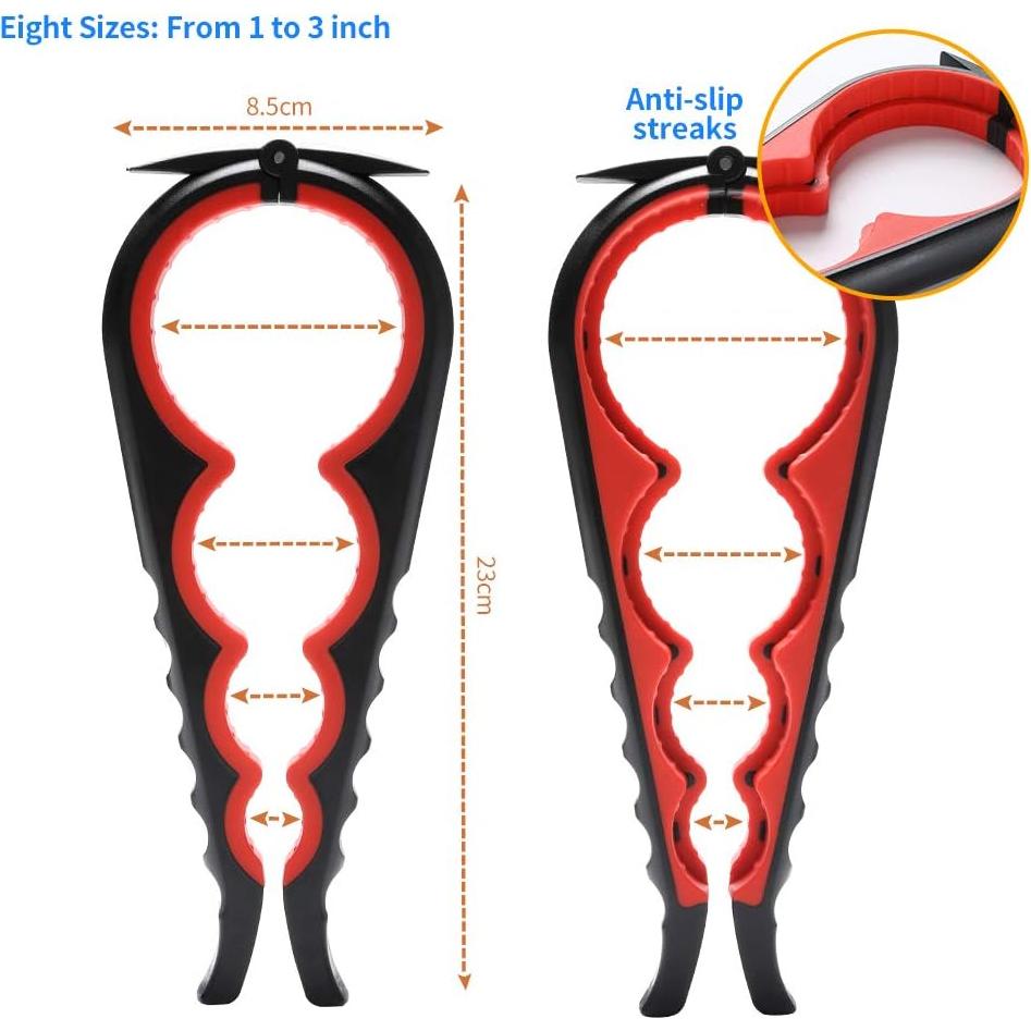 Abre frascos ergonómico Otstar para personas con artritis - Negro y Rojo