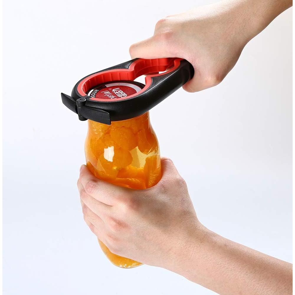 Abre frascos ergonómico Otstar para personas con artritis - Negro y Rojo