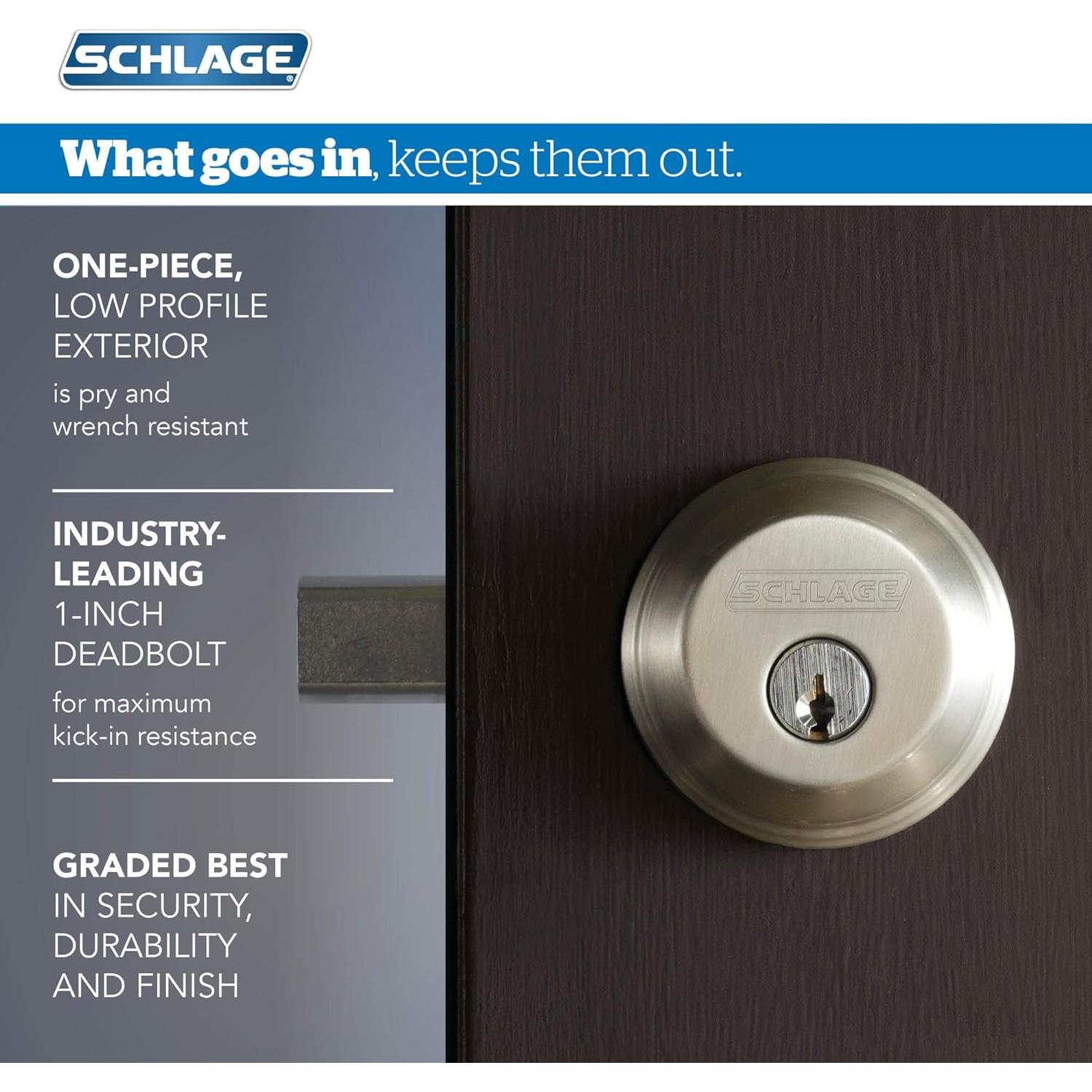 Cerrojo de Cilindro Simple Schlage FB50 V Acc 505 4 Unidades