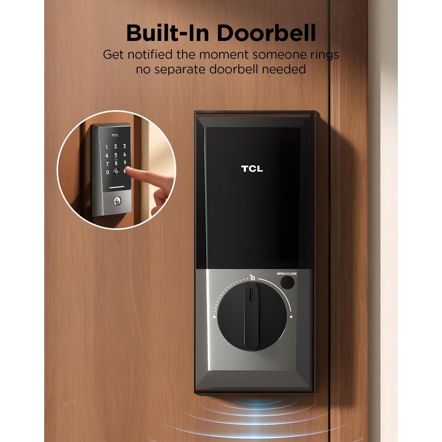 Cerradura Inteligente TCL D2 con Timbre y WiFi, Control Remoto