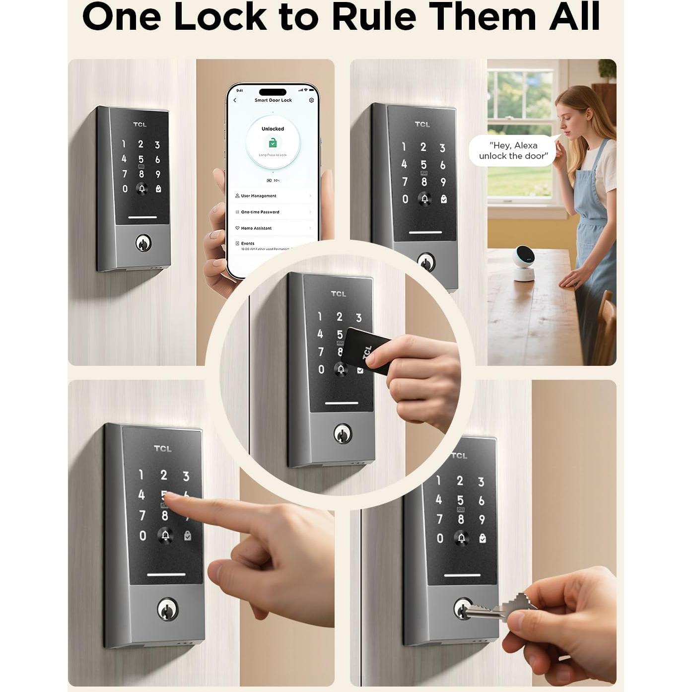 Cerradura Inteligente TCL D2 con Timbre y WiFi, Control Remoto