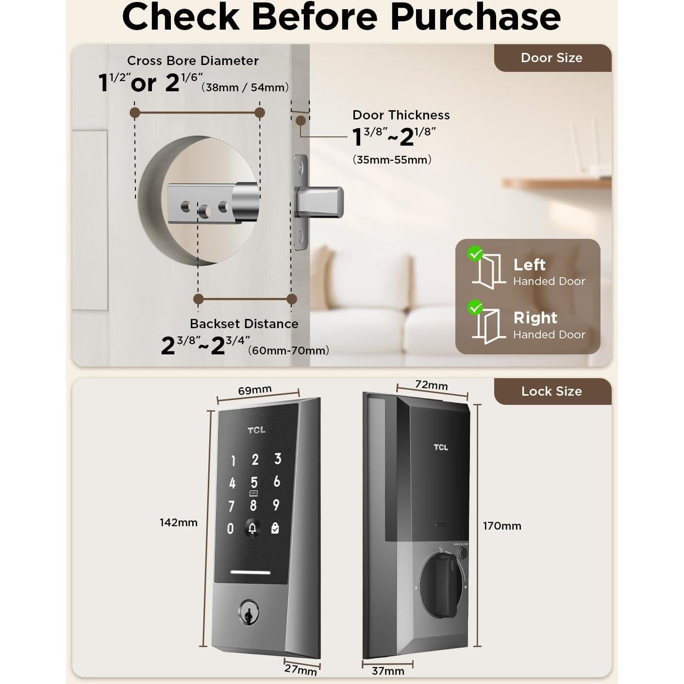 Cerradura Inteligente TCL D2 con Timbre y WiFi, Control Remoto